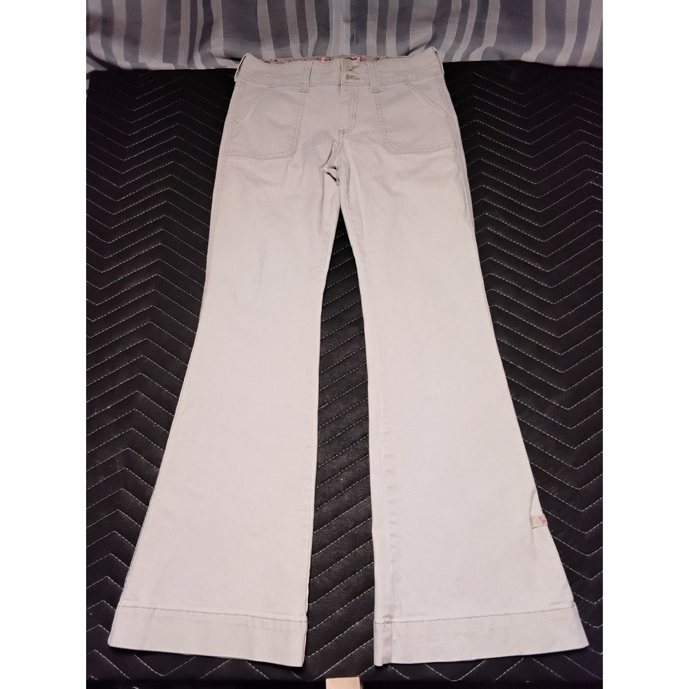 Abercrombie Kids Girls Flare Pants Size 12 Beige Bell Bottom Jeans